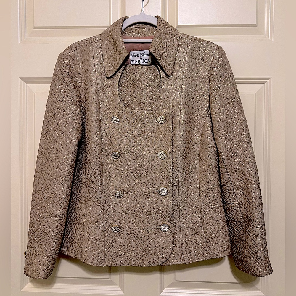 Teri Jon Sparkling Gold Skirt Suit *TAILORED—SEE DESCRIPTION FOR MEASUREMENTS*